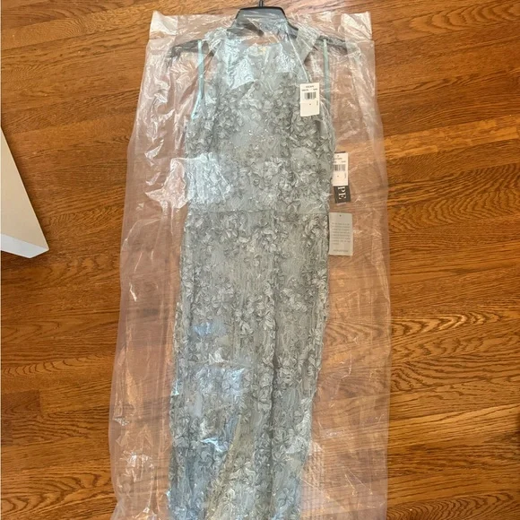 Xscape Floral Lace Dress in Soft Blue - Picture 2 of 5